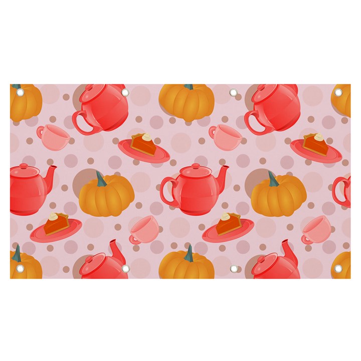 Pumpkin Tea Cup Pie Dessert Banner and Sign 7  x 4 