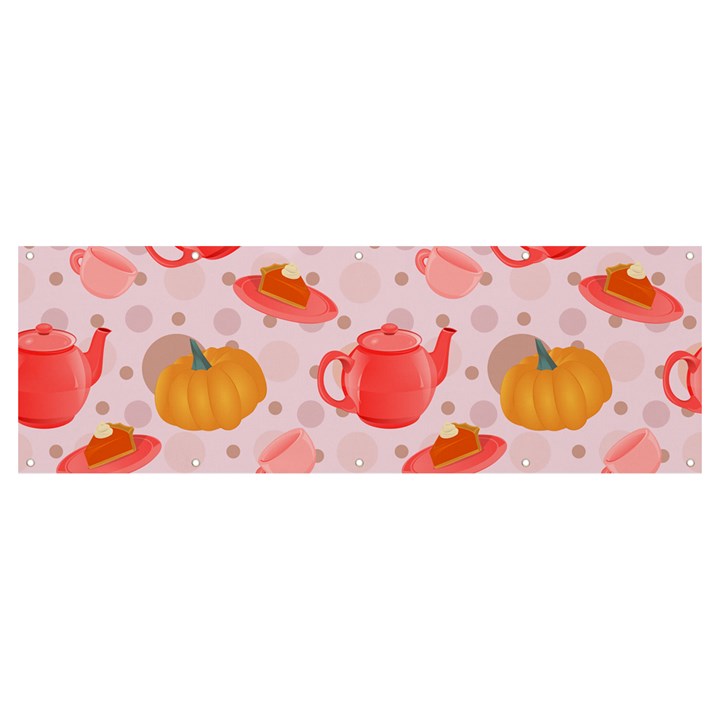 Pumpkin Tea Cup Pie Dessert Banner and Sign 12  x 4 