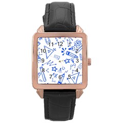 Background Pattern Graphic Rose Gold Leather Watch 