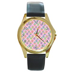 Egg Easter Eggs Pastel Digital Art Round Gold Metal Watch by Semog4