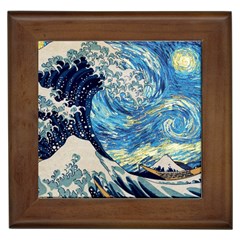 Starry Night Hokusai Vincent Van Gogh The Great Wave Off Kanagawa Framed Tile by Semog4