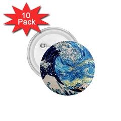 Starry Night Hokusai Vincent Van Gogh The Great Wave Off Kanagawa 1 75  Buttons (10 Pack) by Semog4