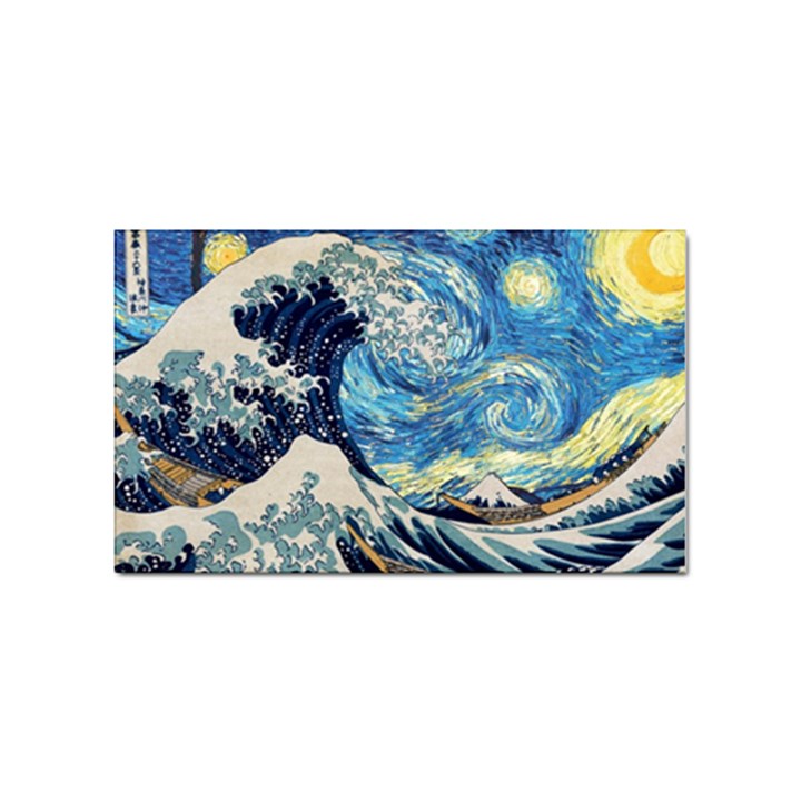 Starry Night Hokusai Vincent Van Gogh The Great Wave Off Kanagawa Sticker Rectangular (10 pack)