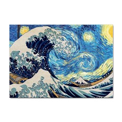 Starry Night Hokusai Vincent Van Gogh The Great Wave Off Kanagawa Sticker A4 (10 Pack) by Semog4