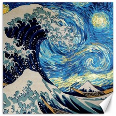 Starry Night Hokusai Vincent Van Gogh The Great Wave Off Kanagawa Canvas 20  X 20  by Semog4