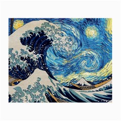 Starry Night Hokusai Vincent Van Gogh The Great Wave Off Kanagawa Small Glasses Cloth (2 Sides) by Semog4