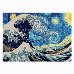 Starry Night Hokusai Vincent Van Gogh The Great Wave Off Kanagawa Large Glasses Cloth (2 Sides) by Semog4