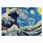 Starry Night Hokusai Vincent Van Gogh The Great Wave Off Kanagawa Large Glasses Cloth (2 Sides) Front