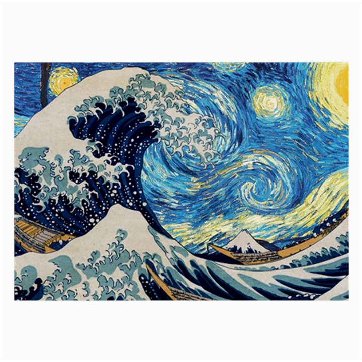 Starry Night Hokusai Vincent Van Gogh The Great Wave Off Kanagawa Large Glasses Cloth (2 Sides)