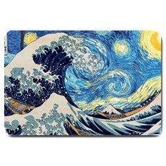 Starry Night Hokusai Vincent Van Gogh The Great Wave Off Kanagawa Large Doormat by Semog4