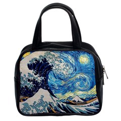 Starry Night Hokusai Vincent Van Gogh The Great Wave Off Kanagawa Classic Handbag (two Sides) by Semog4