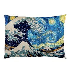 Starry Night Hokusai Vincent Van Gogh The Great Wave Off Kanagawa Pillow Case by Semog4