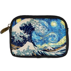 Starry Night Hokusai Vincent Van Gogh The Great Wave Off Kanagawa Digital Camera Leather Case by Semog4