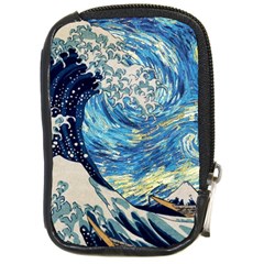 Starry Night Hokusai Vincent Van Gogh The Great Wave Off Kanagawa Compact Camera Leather Case by Semog4