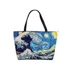 Starry Night Hokusai Vincent Van Gogh The Great Wave Off Kanagawa Classic Shoulder Handbag by Semog4