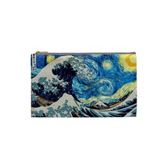 Starry Night Hokusai Vincent Van Gogh The Great Wave Off Kanagawa Cosmetic Bag (small) by Semog4