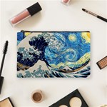 Starry Night Hokusai Vincent Van Gogh The Great Wave Off Kanagawa Cosmetic Bag (Medium) Front