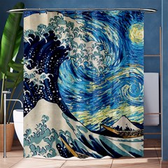 Starry Night Hokusai Vincent Van Gogh The Great Wave Off Kanagawa Shower Curtain 60  X 72  (medium)  by Semog4