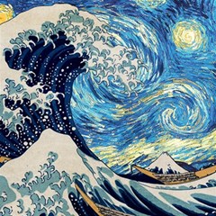 Starry Night Hokusai Vincent Van Gogh The Great Wave Off Kanagawa Play Mat (square) by Semog4