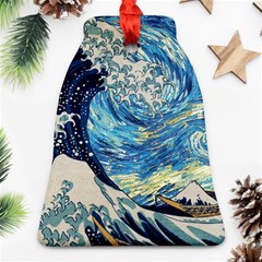 Starry Night Hokusai Vincent Van Gogh The Great Wave Off Kanagawa Ornament (bell) by Semog4