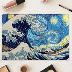 Starry Night Hokusai Vincent Van Gogh The Great Wave Off Kanagawa Cosmetic Bag (xxl) by Semog4