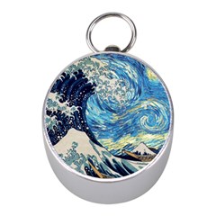 Starry Night Hokusai Vincent Van Gogh The Great Wave Off Kanagawa Mini Silver Compasses by Semog4