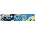 Starry Night Hokusai Vincent Van Gogh The Great Wave Off Kanagawa Small Premium Plush Fleece Scarf Front