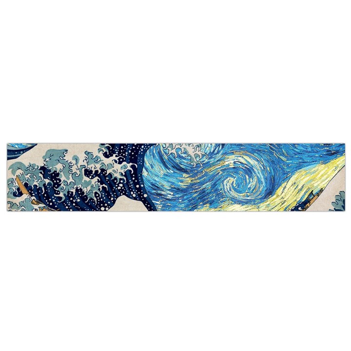 Starry Night Hokusai Vincent Van Gogh The Great Wave Off Kanagawa Small Premium Plush Fleece Scarf