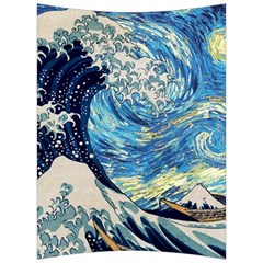 Starry Night Hokusai Vincent Van Gogh The Great Wave Off Kanagawa Back Support Cushion by Semog4