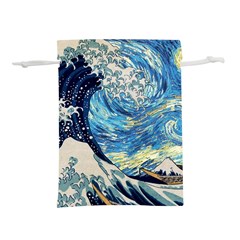 Starry Night Hokusai Vincent Van Gogh The Great Wave Off Kanagawa Lightweight Drawstring Pouch (l) by Semog4