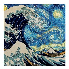 Starry Night Hokusai Vincent Van Gogh The Great Wave Off Kanagawa Banner And Sign 4  X 4  by Semog4