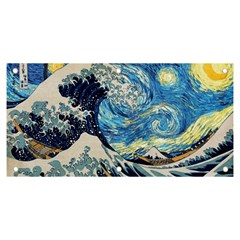 Starry Night Hokusai Vincent Van Gogh The Great Wave Off Kanagawa Banner And Sign 6  X 3  by Semog4