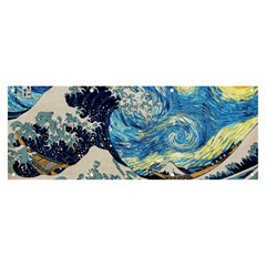 Starry Night Hokusai Vincent Van Gogh The Great Wave Off Kanagawa Banner And Sign 8  X 3  by Semog4