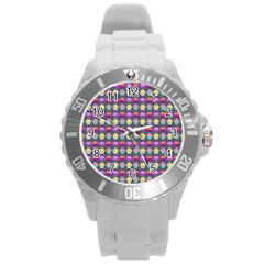 Pattern 212 Round Plastic Sport Watch (l) by GardenOfOphir