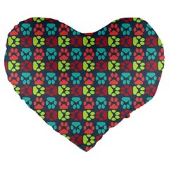 Pattern 217 Large 19  Premium Flano Heart Shape Cushions by GardenOfOphir