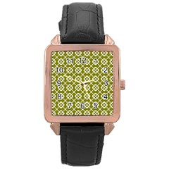 Pattern 297 Rose Gold Leather Watch  by GardenOfOphir