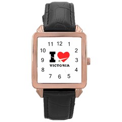 I Love Victoria Rose Gold Leather Watch  by ilovewhateva