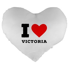 I Love Victoria Large 19  Premium Flano Heart Shape Cushions by ilovewhateva