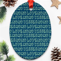 Navy Love Kisses Oval Ornament (two Sides) by GardenOfOphir