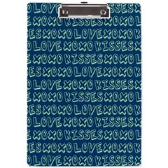 Navy Love Kisses A4 Acrylic Clipboard by GardenOfOphir