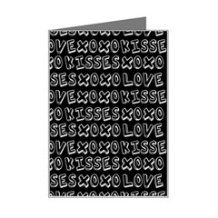 Black And White Love Kisses Pattern Mini Greeting Card by GardenOfOphir