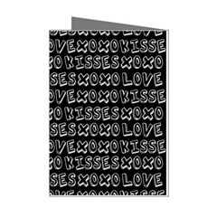 Black And White Love Kisses Pattern Mini Greeting Cards (pkg Of 8) by GardenOfOphir