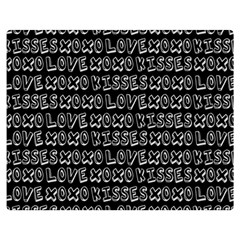 Black And White Love Kisses Pattern Premium Plush Fleece Blanket (medium) by GardenOfOphir