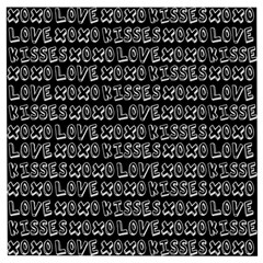 Black And White Love Kisses Pattern Wooden Puzzle Square by GardenOfOphir