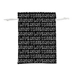 Black And White Love Kisses Pattern Lightweight Drawstring Pouch (s) by GardenOfOphir