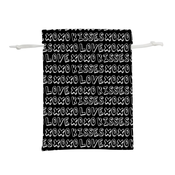 Black And White Love Kisses Pattern Lightweight Drawstring Pouch (S)