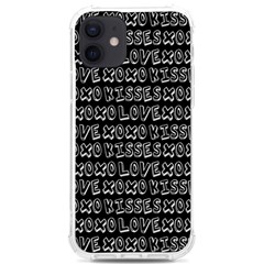 Black And White Love Kisses Pattern Iphone 12/12 Pro Tpu Uv Print Case by GardenOfOphir