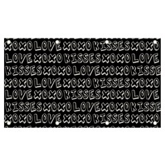 Black And White Love Kisses Pattern Banner And Sign 7  X 4  by GardenOfOphir