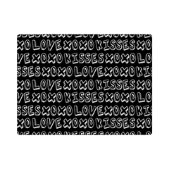 Black And White Love Kisses Pattern One Side Premium Plush Fleece Blanket (mini) by GardenOfOphir