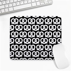 Black And White Pretzel Illustrations Pattern Large Mousepad by GardenOfOphir